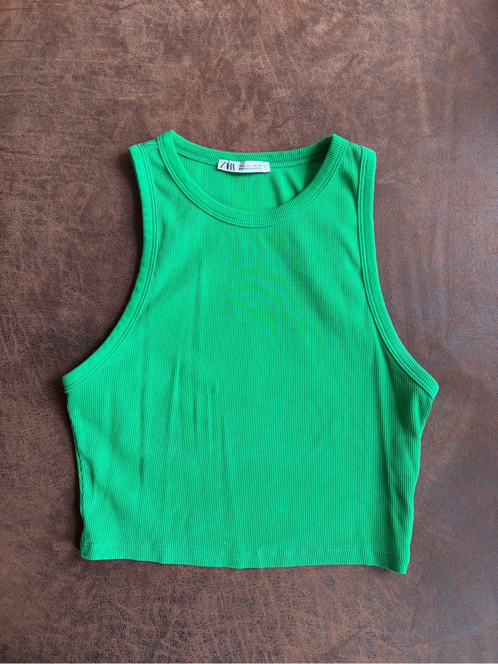 ZARA Bright Green Ribbed Cropped Tank